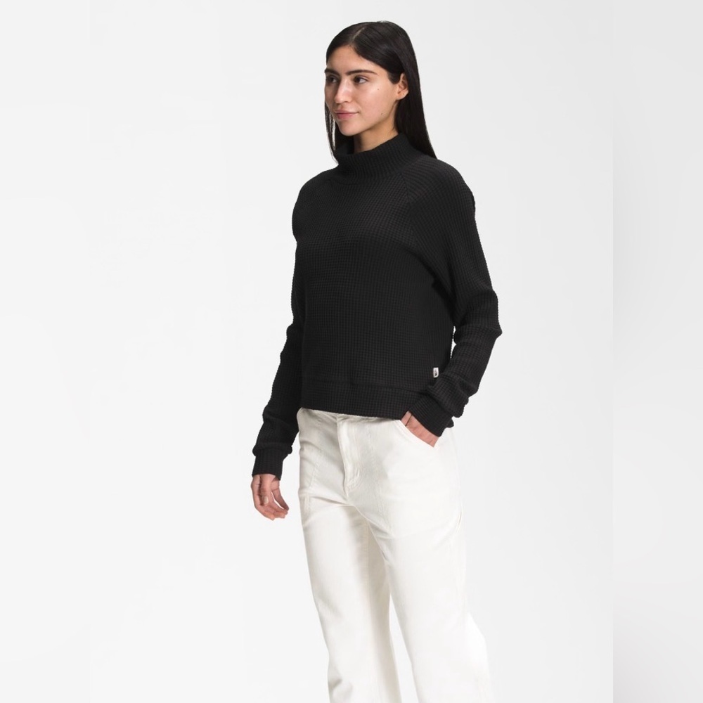 The North Face Women's Long-Sleeve waffel knit Mock Neck Chabot sz L, nwt